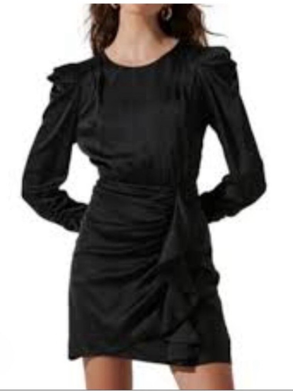 DO+BE Black Long-Sleeve Ruched Mini Dress